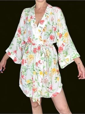Dip Garden Floral Wide Sleeve Bohemian Cottage Bathrobe